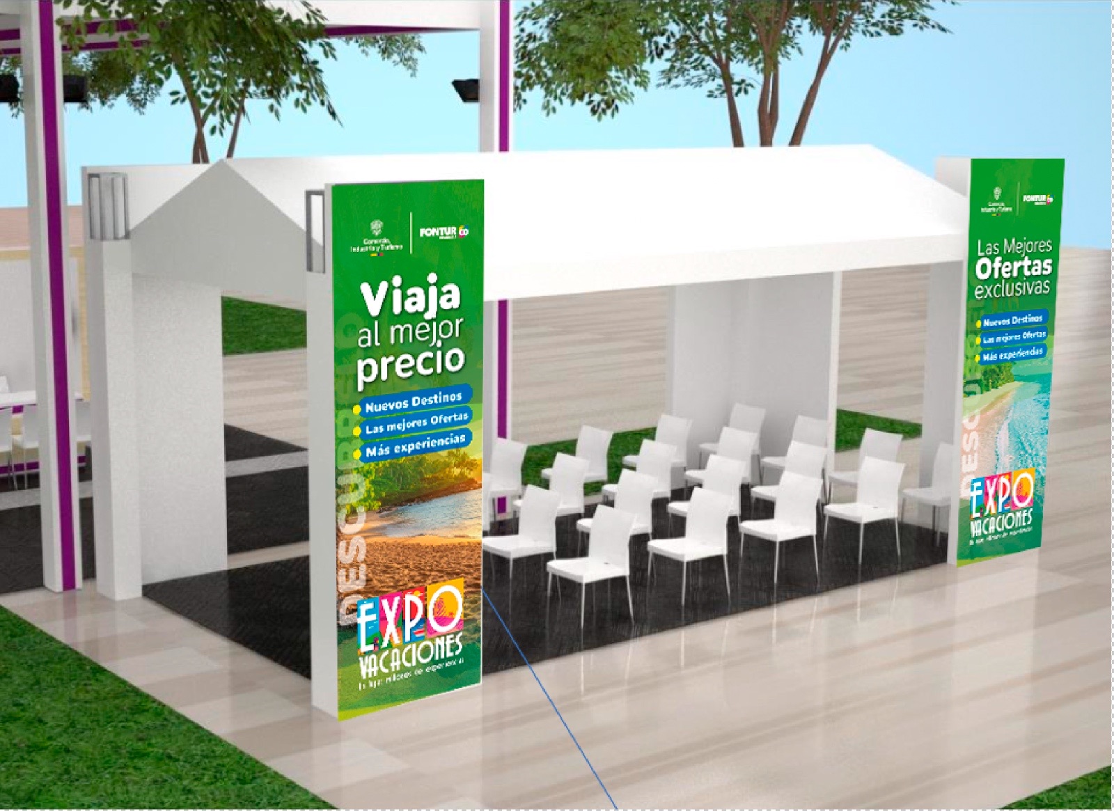 Render del montaje de stands