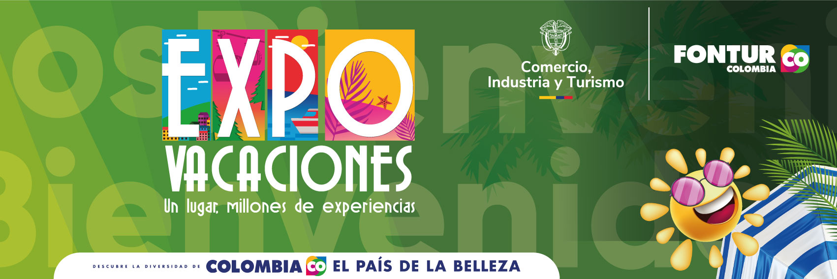 Logo Expovacaciones en el pórtico del evento